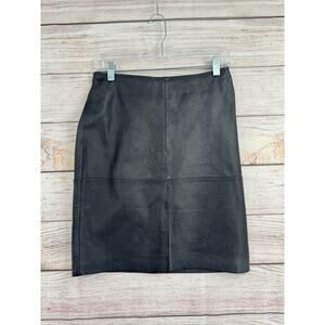 Vintage Newport News Leather Back Zip Pencil Skirt Womens 4 Black